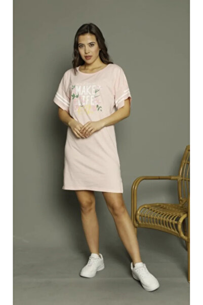 BOYRAZ Women's casual dress with Short-Sleeved, knee-length, Make Life print,...