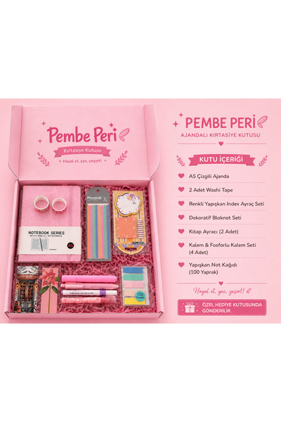 Luniva 🌸 Pembe Peri Ajandalı Kırtasiye Kutusu