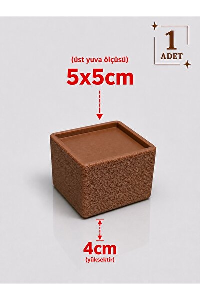 Printorium Mobilya Ayak Yükseltici 1 Adet Kare Ayak Uyumlu 5x5 cm 7x7 cm Kolt...