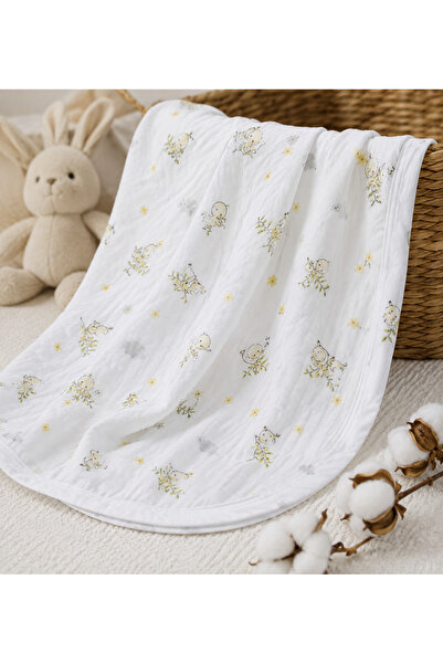 Çınar Ev Tekstil Müslin Bebek Battaniyesi %100 Pamuk 90x80 cm Yumuşak Bebek Ö...