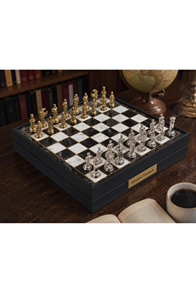 e-life shop Kişiye Özel Osmanlı Bizans Temalı Lüks Metal Satranç Takımı 20cm ...