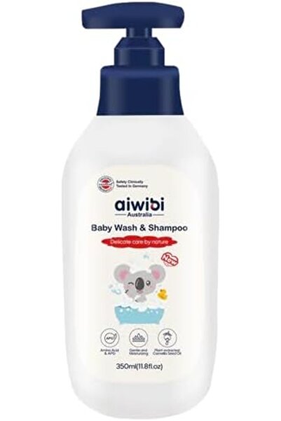 Aiwibi غسول وشامبو للأطفال 350 مل، غسول وشامبو 2 في 1 للأطفال مع زيت الكاميلي...