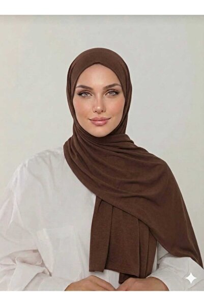 Alse Butik شال قطني ممشط بلون الشوكولاتة