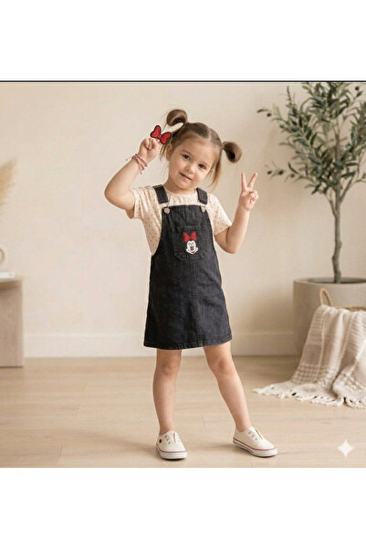 SAYDAMODA Mickey Mouse Nakışlı Jean Jile Elbise