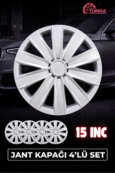 YONGA OTO AKSESUAR RENAULT MEGANE 2 15 İnç Jant Kapağı 4'lü Set Gümüş + 4 Amb...