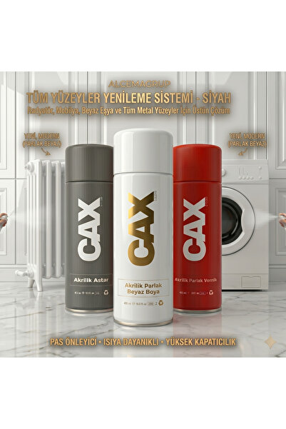 caxcolors CAX Tüm Yüzeyler Yenileme Seti 3'lü - Akrilik Boya Sprey + Akrilik ...
