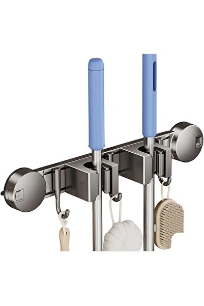 The Bros Mop and Broom Holder Wall Mount, No Drill Suction Cup Broom Hanger, ...