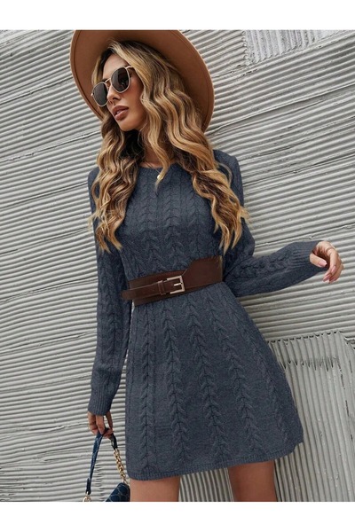 Iuliashop Rochie tricotată scurtă Barbara gri închis - XL