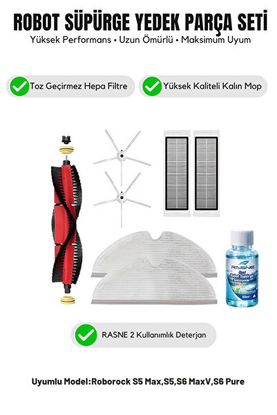 Asgard Grup 1 Main Brush 2 White Side Brushes 2 Filters 2 Mops 1 Detergent Co...