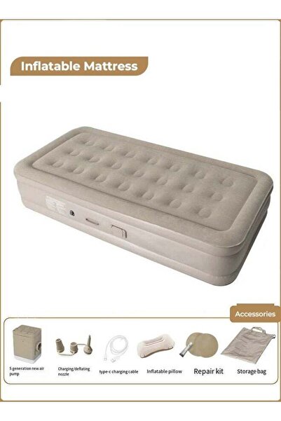 Gennext Portable Inflatable Air Mattress with Built-in Electric Pump – Water-...