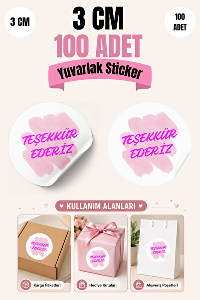 qoeuyl boutique Thank You Printed 3 cm Round 100 Pieces Sticker Packaging Pac...