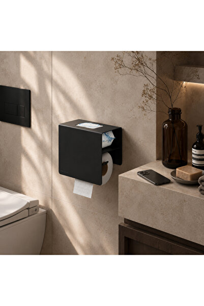 PNR AQUA Toilet Paper Holder - Wet Wipes Wc Paper Stand Black