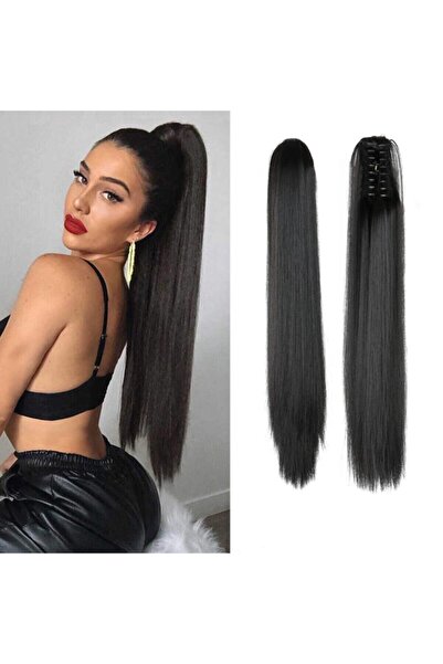 8 Kadına Dair Herşey At Kuyruğu Doğal Siyah Postiş 60cm 225 Gr. Renk No:4