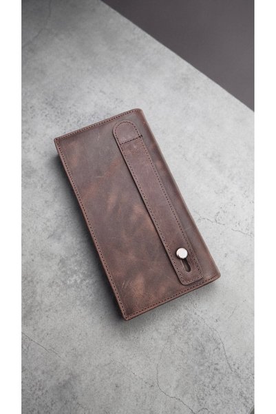 Rubicon Genuine Leather Wallet with Phone Compartment - Long Wallet - with Magnet and Hand Strap - Unisex - Bag Type - 16.3 X 9 cm