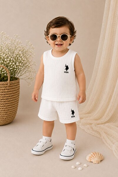 Minytrendy Baby Boy Muslin 100% Cotton Top and Bottom Set with Shorts Undersh...