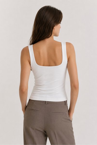 Bluemiss White Ultra Premium Soft Square Neck Strap Bodysuit