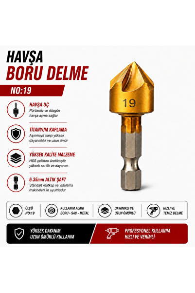 NO BRAND Havşa Boru Delme No:19 Bakır Boru Havşa Açma Aparatı Klima ve Soğutm...
