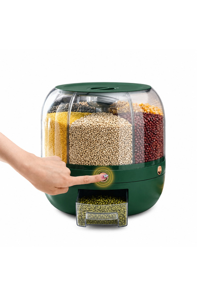 Lacoz Rotating Rice Dispenser 7L Multi Grain Storage Container with 360 Degre...