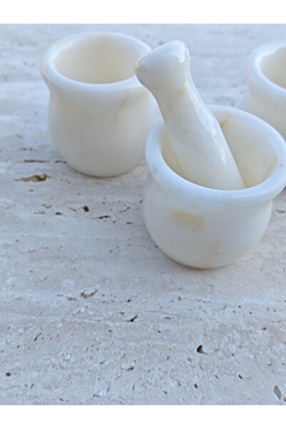 Pergamon Marble & Design Doğal Mermer Havan ve Tokmak | Krem Tonlu El Yapımı ...
