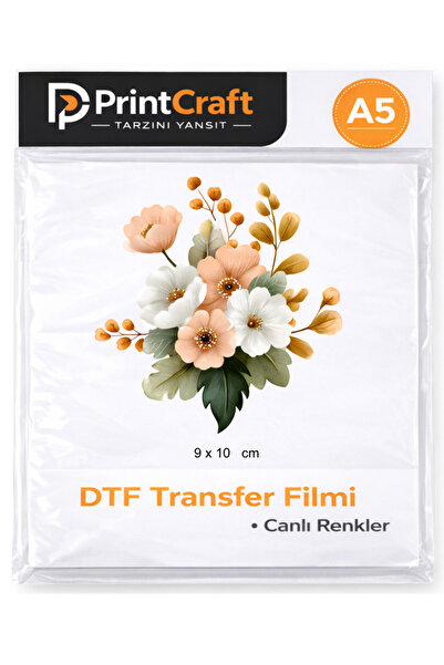 PRİNTCRAFT RENKLİ DÜŞLER ATÖLYESİ 9x10 cm Çiçek Modeli Ütü ile Yapışan DTF Tr...