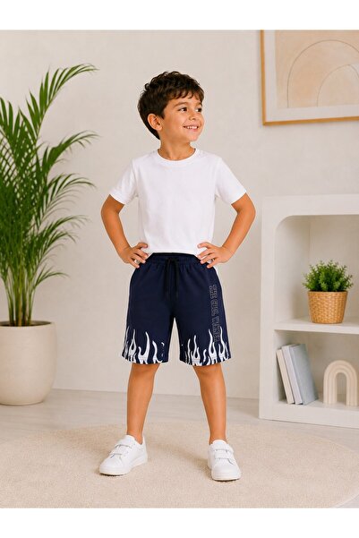 BY SOLANA KİDS By Solona 6606-26 Boys' Flame Patterned Shorts with Pockets, L...