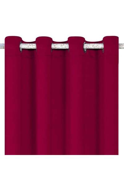 OEM Draperie decorativă pentru geam, Burgundia, 140 x 260, Cu inele, Semi-opa...