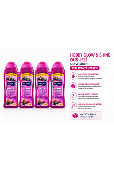 Hobby GLOWE SHINE ÇİÇEK BAHÇESİ DUŞ JELİ 750 ML X 4 ADET