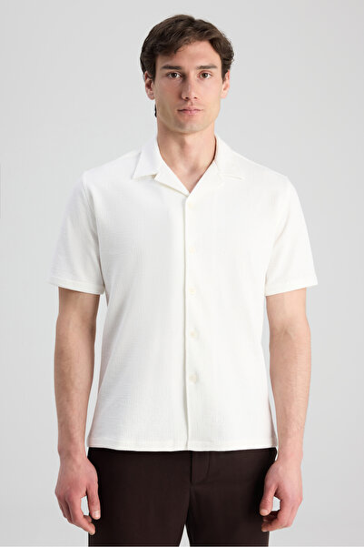 Twn Slim Fit White Dobby Shirt