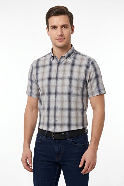 rasstmen Men's Plaid Classic Single Pocket Short Sleeve Shirt Bgl-St05569