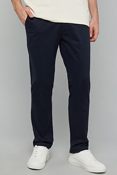 R&B Solid Slim Fit Pants with Button Closure