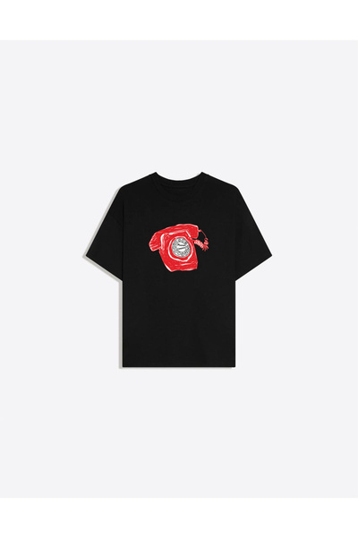 Disante Γυναικείο μπλουζάκι Retro Call Printed Crew Neck Oversize Trend