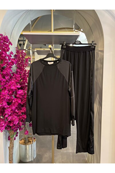 SERAP ESER EXCLUSIVE Style Elan - Black Track Suit with Satin Details