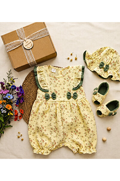 Mussora Baby Kız bebek Çiçekli 3'lü takım müslin kumaş