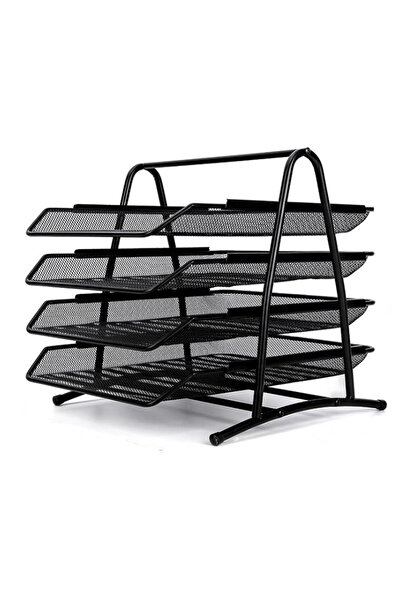 Bafix Document Shelf Metal Perforated 4 Pieces Black