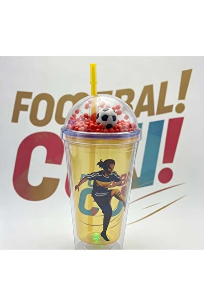 Cup 450ml Soccer Floating Confetti Dome Tumbler | Light Up Football Sports Pl...