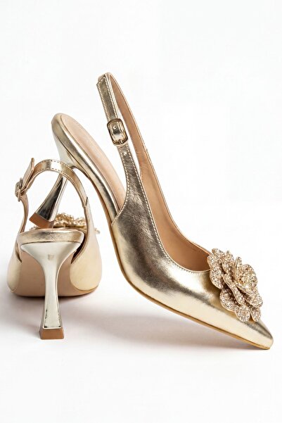 Assortie Radiant Metallic Floral Stiletto Heeled Event and Evening Shoes 9cm