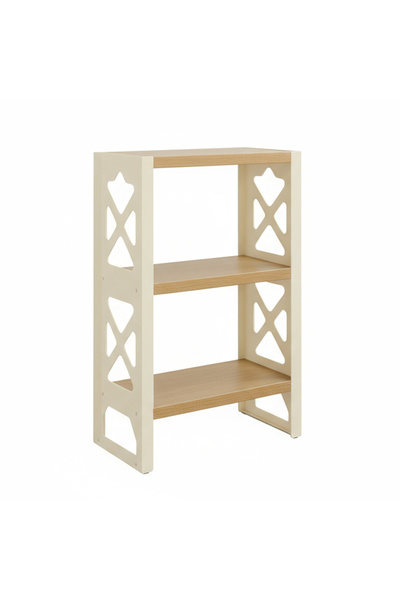 UYART HOME Metal MDF 3 Katlı Kitaplık Dekoratif Raf Düzenleyici Ahşap Tasarım