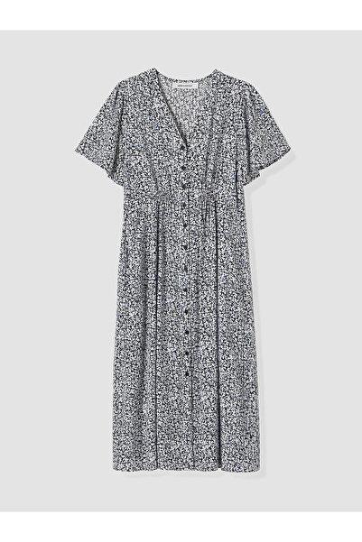 LC Waikiki Nevavm V-Neck Floral A-Line Dress with a Difference