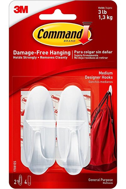 COMMAND Designer Medium Hooks | holds 1.3 kg each hook | White color | Organi...