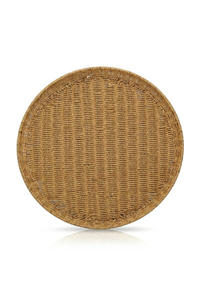 MİEN Büyük Boy Yuvarlak Rattan Tepsi 60cm