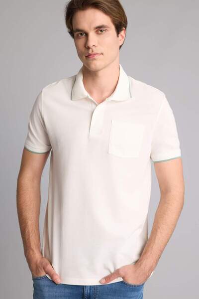 DeFacto Regular Fit Pike Short Sleeve Polo White Closed T-Shirt H4725Ax26Sm