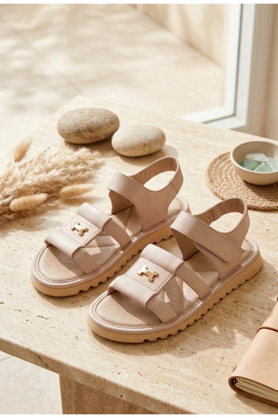 Dasha NUR women's powder pink Sandals made of genuine Leather with ornament