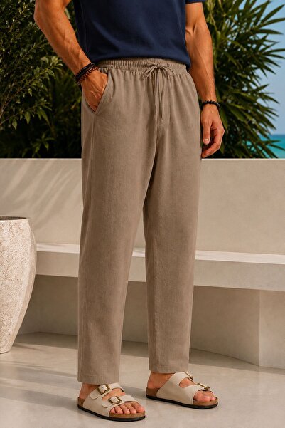 North London Men's Waist-Tie Linen Trousers