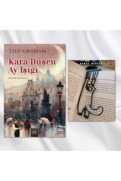 Arkadya Yayınları Falling Moonlight / Bookmark with Swinging Cat Figure Gift
