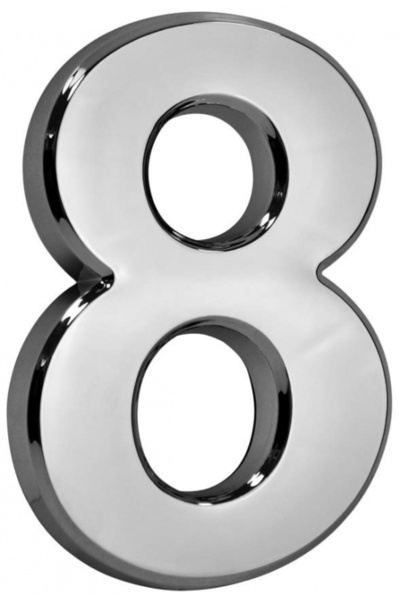 SGTT Number 8 silver, ABS, house or apartment number, 70x100 mm