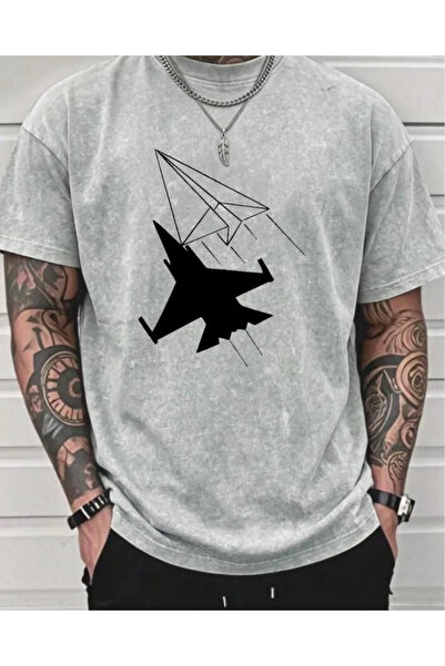Toum Fly Printed Unisex Washable Vintage Oversize T-Shirt