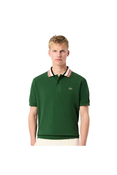 Lacoste تي شيرت بولو كلاسيكي للرجال باللون الأخضر PH5421.132