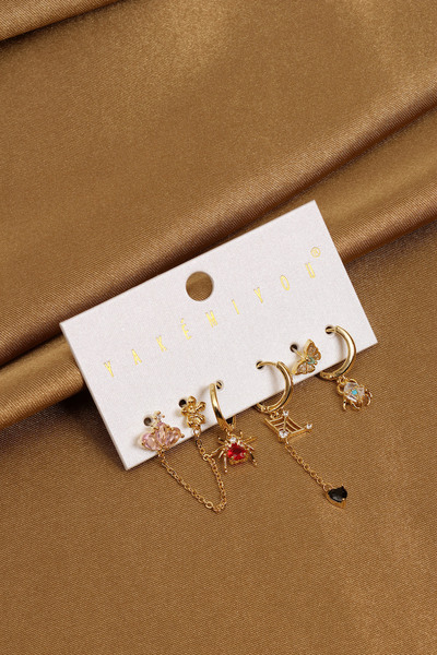 Süspüs Accessories Multiple Gold Color Yakemiyou Earrings