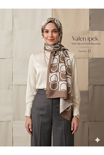 Larissa Scarf Valen İpek Yeni koleksiyon Relax esneyen jakarlı Geometrik Şal ...