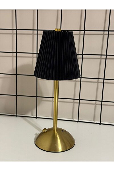 morponi Luna Plise Gold Abajur Şarj Edilebilir Siyah
